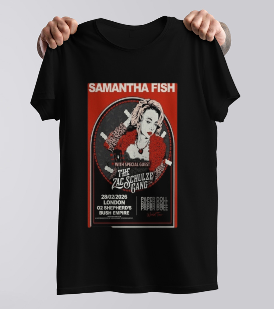 Samantha Fish London 2026 O2 Shepherd's Bush Empire With Zac Schulze Gang T-Shirt