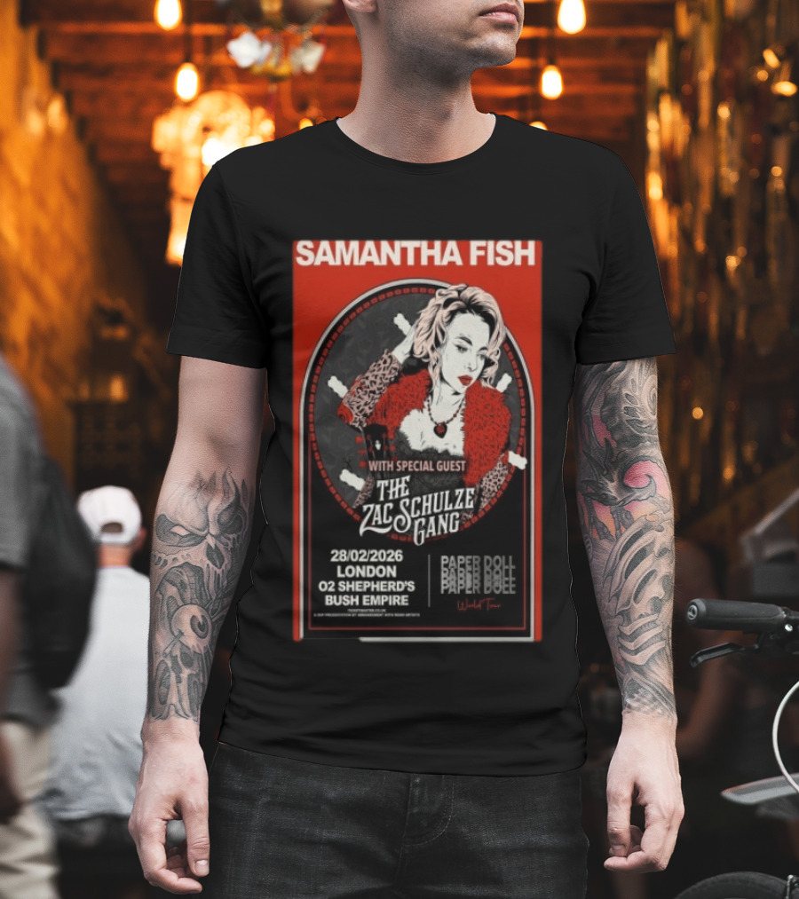 Samantha Fish London 2026 O2 Shepherd's Bush Empire With Zac Schulze Gang T-Shirt