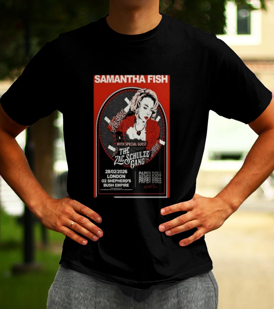 Samantha Fish London 2026 O2 Shepherd's Bush Empire With Zac Schulze Gang T-Shirt