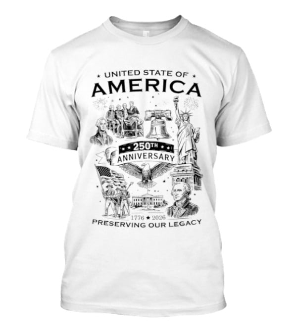 United States Of America Anniversaries 1776 2026 Liberty Bell Statue Of Liberty Celebrating Our Legacy T-Shirt