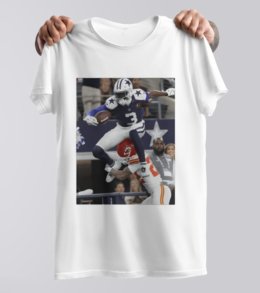 Football Leap Dallas Vs Kansas Royals Dynamic Action T-Shirt