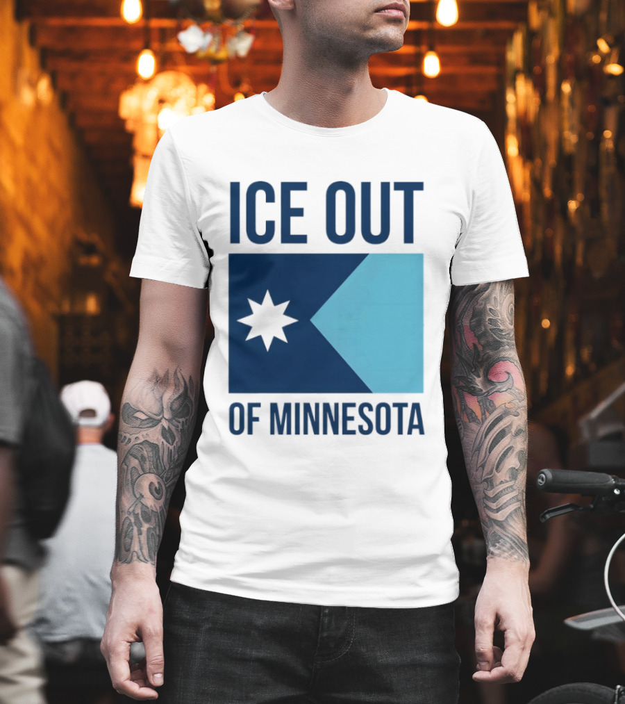 ICE Out Of Minnesota Star Flag T-Shirt