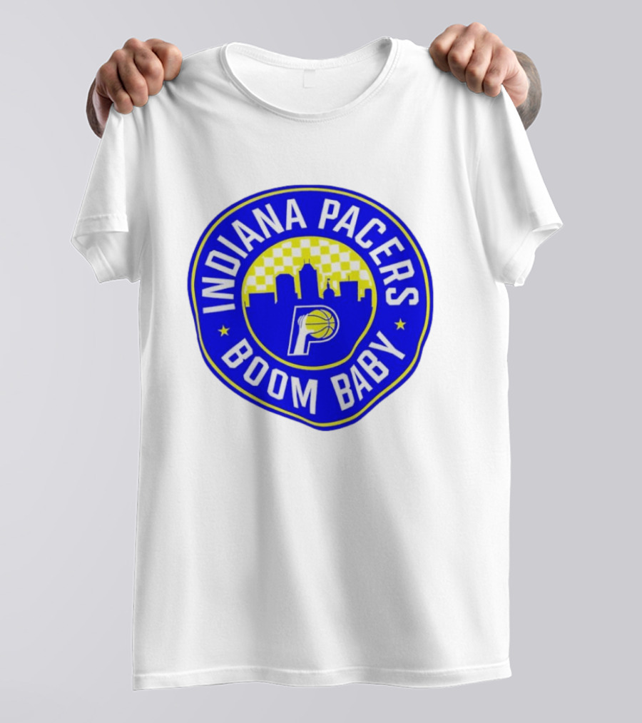 Indiana Pacers Boom Baby Skyline Basketball Team Circle T-Shirt