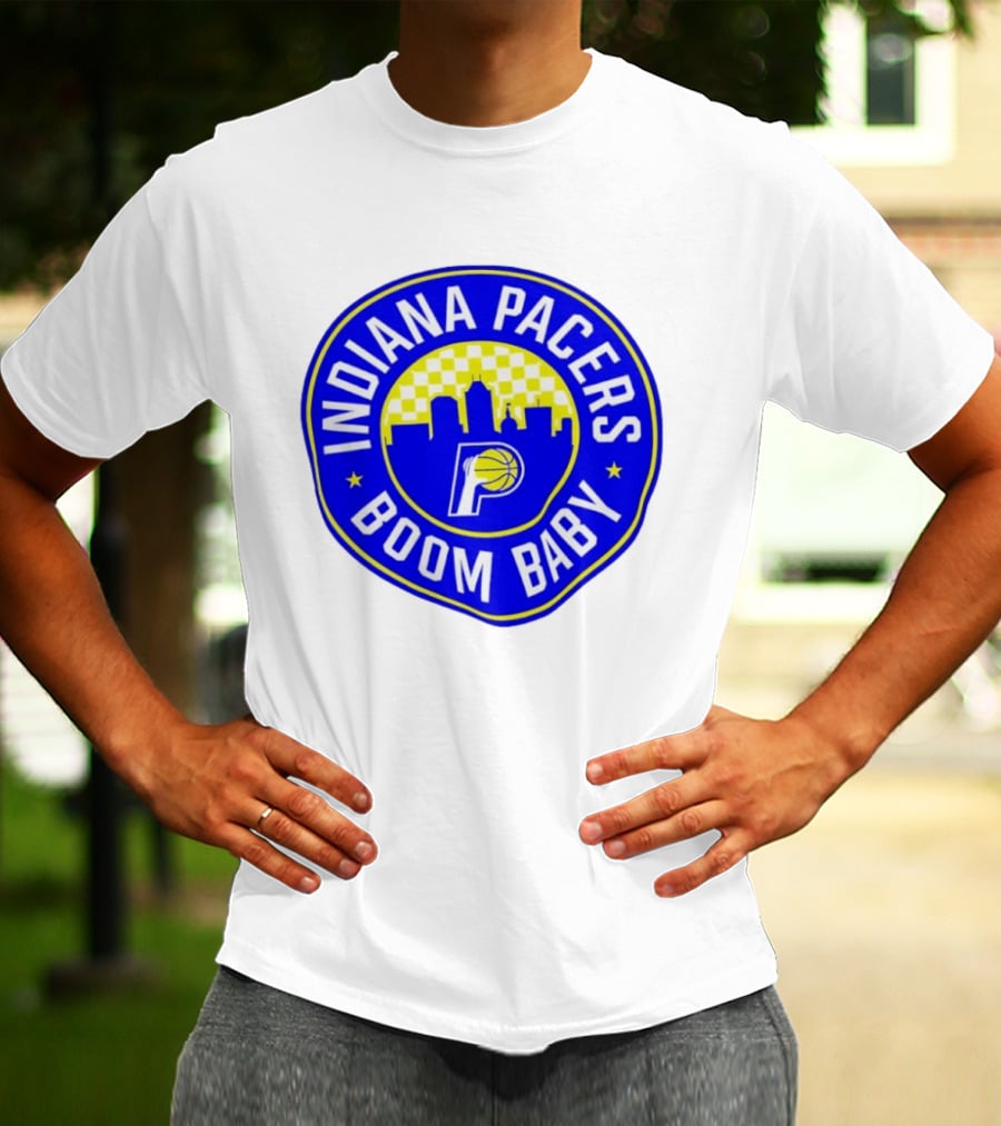 Indiana Pacers Boom Baby Skyline Basketball Team Circle T-Shirt