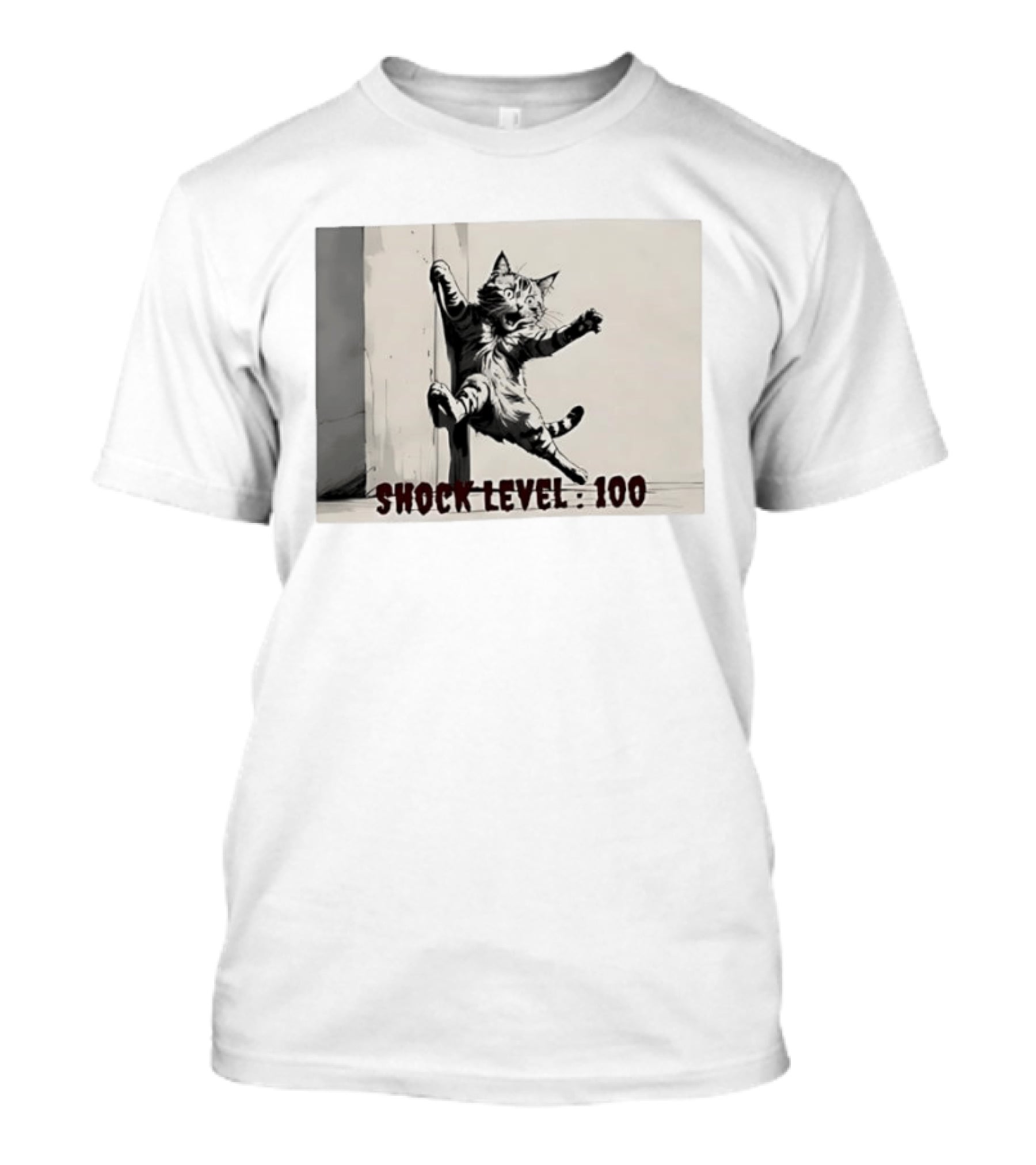 Shocked Cat Shock Level 100 Feline Expression T-Shirt