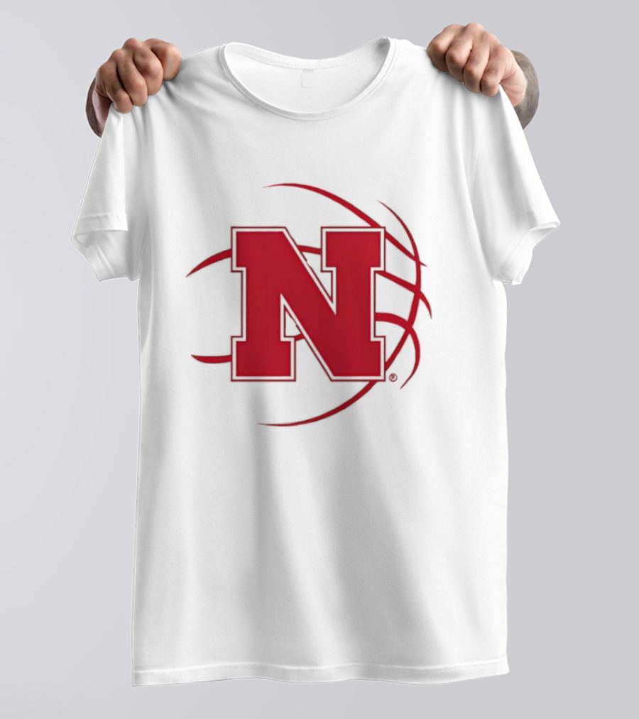 Nebraska Basketball Red N And Ball T-Shirt