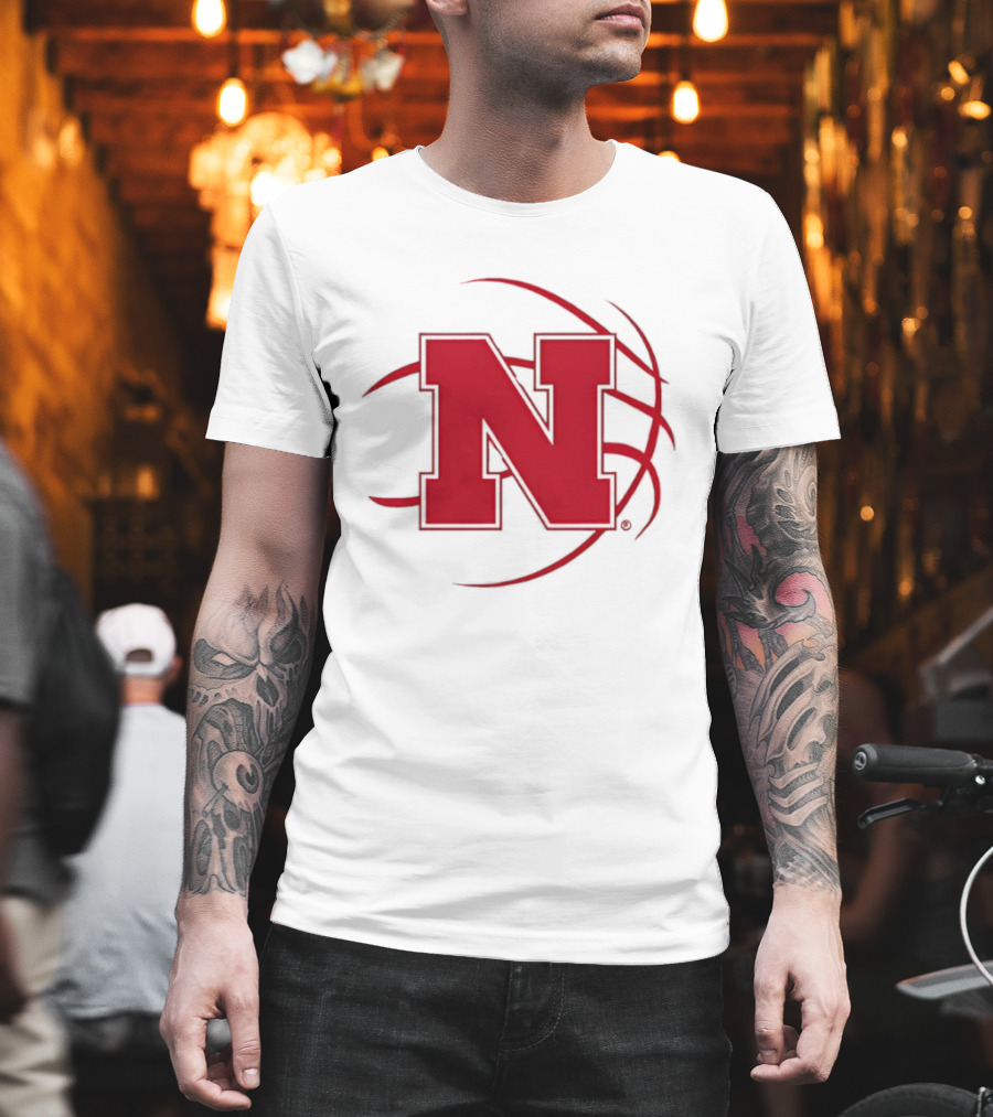 Nebraska Basketball Red N And Ball T-Shirt