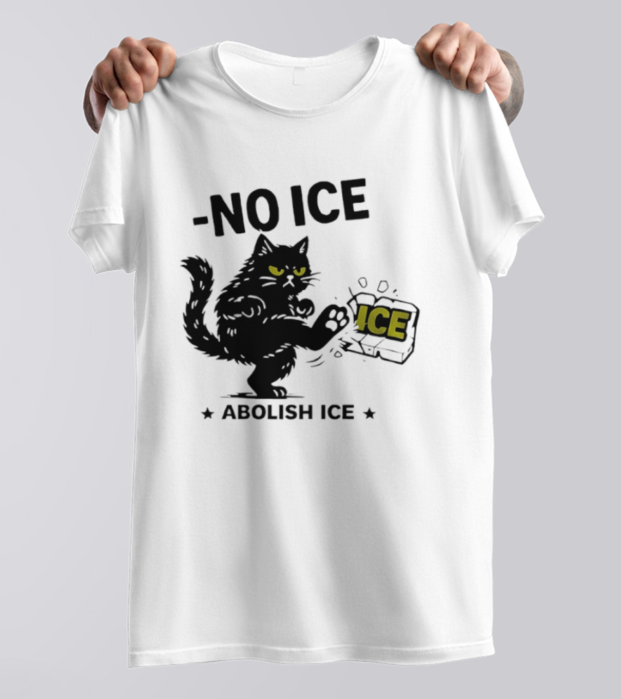 Black Cat No Ice Abolish ICE T-Shirt