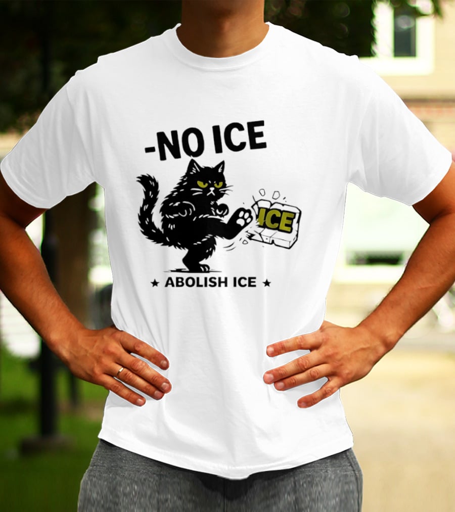 Black Cat No Ice Abolish ICE T-Shirt