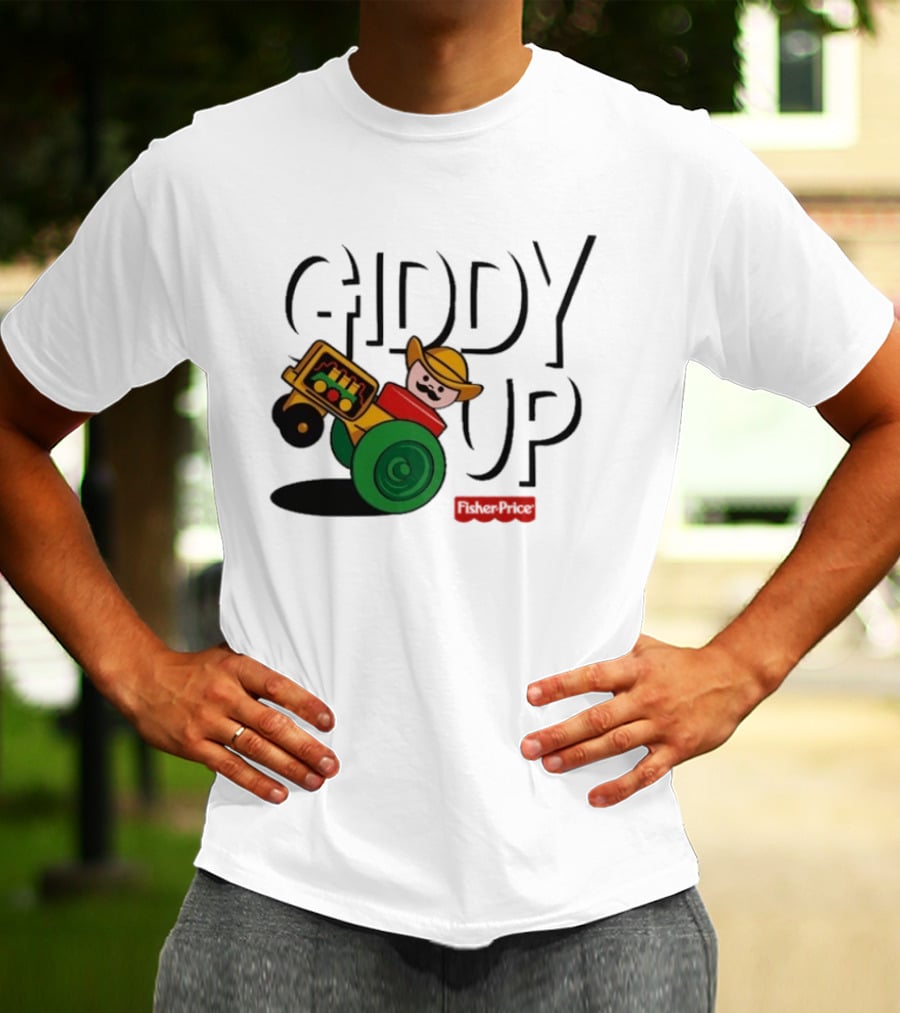 Giddy Up Fisher Price Cowboy On Tractor T-Shirt