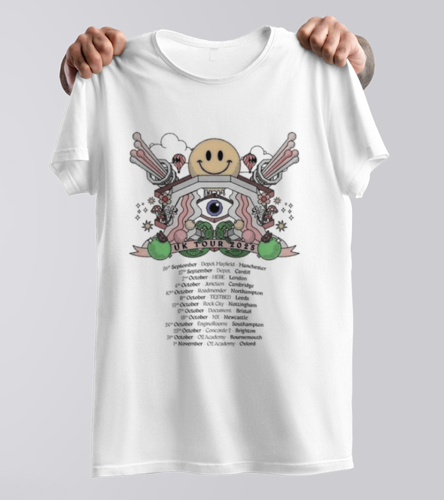 Hybrid Minds UK 2025 Tour Smiley Eye And Nature T-Shirt