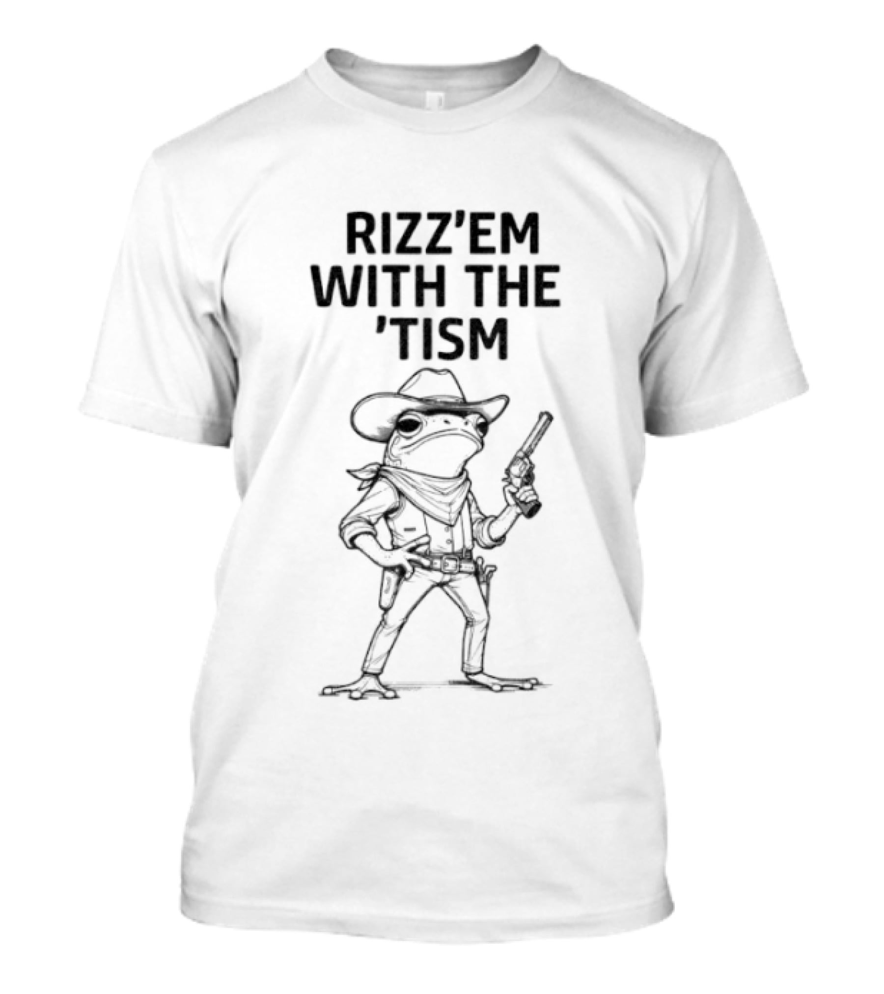 Rizzem With The Tism Cowboy Frog Fun Quirky Frog Outfit T-Shirt