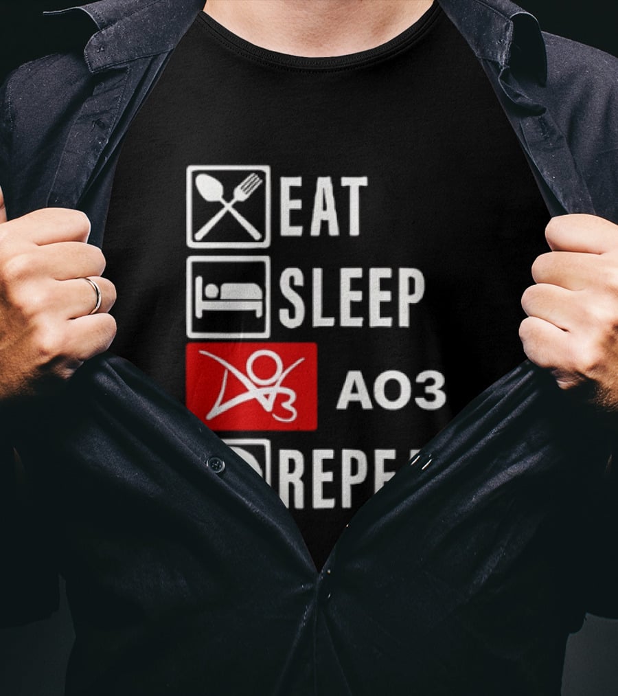 Eat Sleep AO3 Repeat Fanfiction Enthusiast Lifestyle T-Shirt