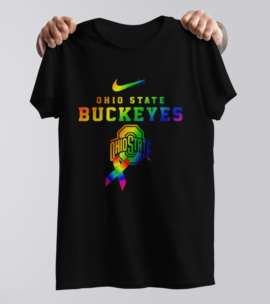 Ohio State Buckeyes Rainbow Logo Fight Cancer In All T-Shirt