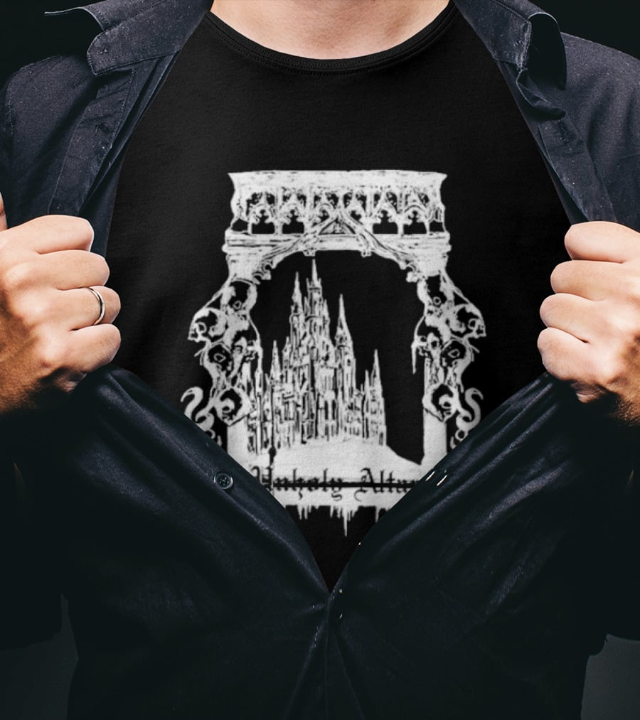 Unholy Altar Castle Gothic Architecture Mysterious Shadows T-Shirt