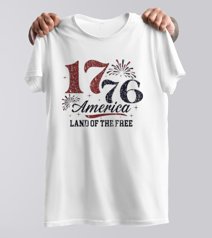 1776 America Land Of The Free Fireworks Celebration T-Shirt