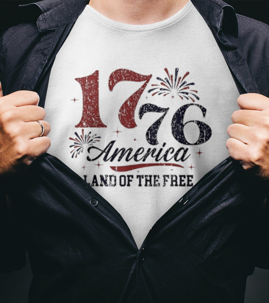 1776 America Land Of The Free Fireworks Celebration T-Shirt
