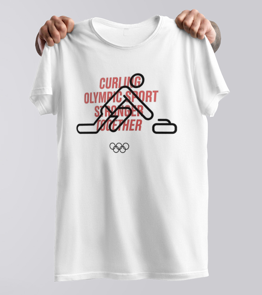 Curling Olympic Sport Stronger Together Iconic Rings T-Shirt