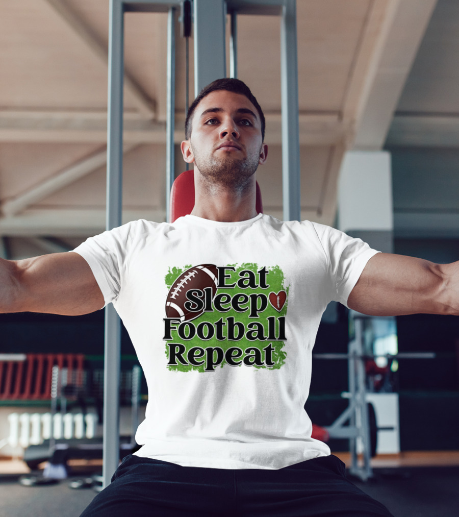 Eat Sleep Football Repeat Heart Football T-Shirt