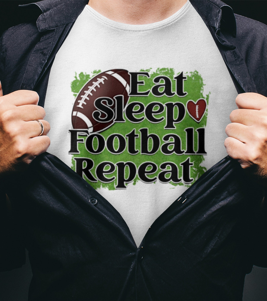 Eat Sleep Football Repeat Heart Football T-Shirt