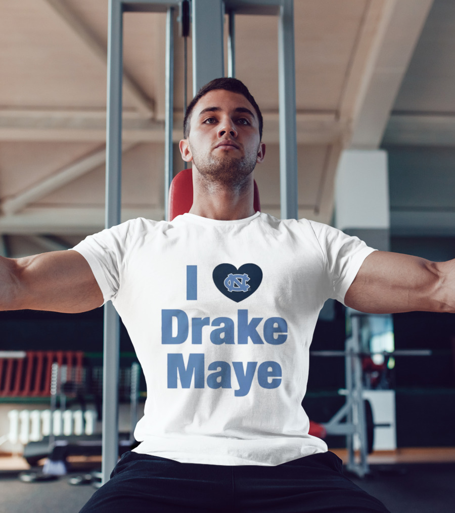 I Love Drake Maye UNC Tar Heels Football Heart T-Shirt