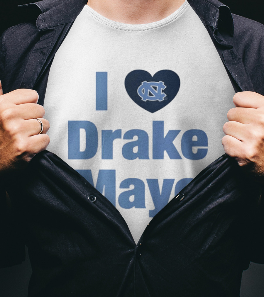 I Love Drake Maye UNC Tar Heels Football Heart T-Shirt