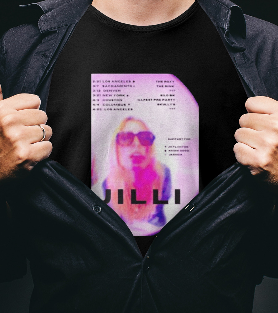 Jilli Winter Tour 2026 Dates Los Angeles Sacramento Denver New York Houston Columbus The Roxy The Mint Slo Brew Skully's Illfest T-Shirt