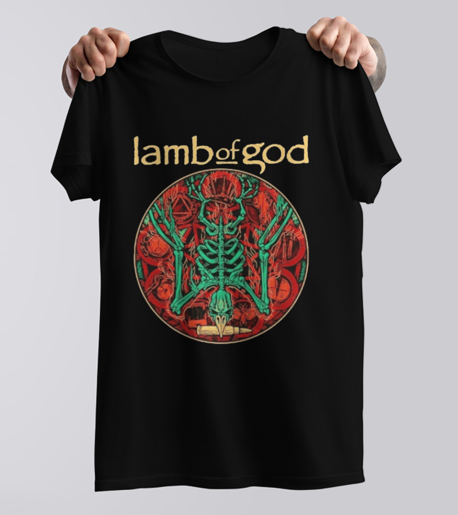 Lamb Of God Warbird Skeleton Art Red Circle T-Shirt