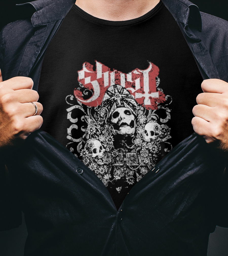 Ghost Papa Emeritus Skull Faces T-Shirt