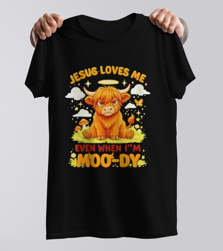 Grumpy Bison Jesus Loves Me Even When I'm Moo Dy Yellow T-Shirt