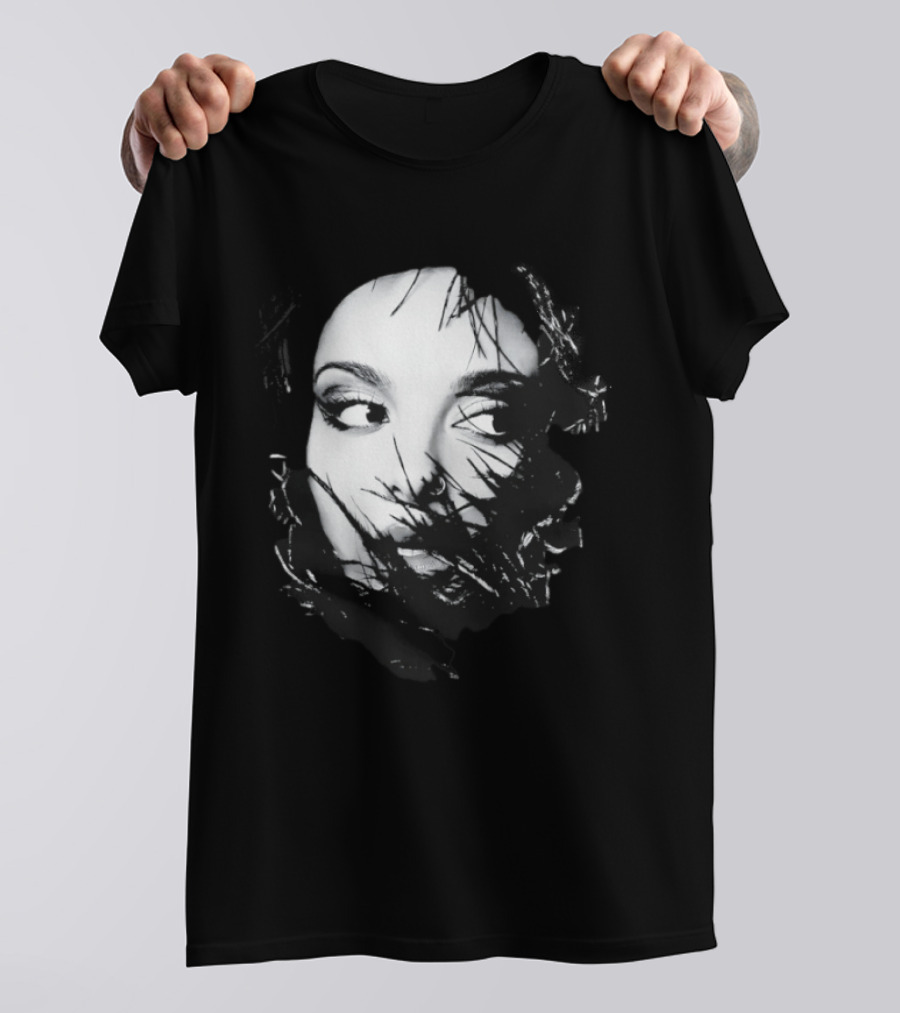 Jade Face Mysterious Gaze Black And White Brushstroke T-Shirt