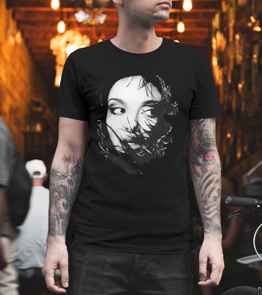 Jade Face Mysterious Gaze Black And White Brushstroke T-Shirt