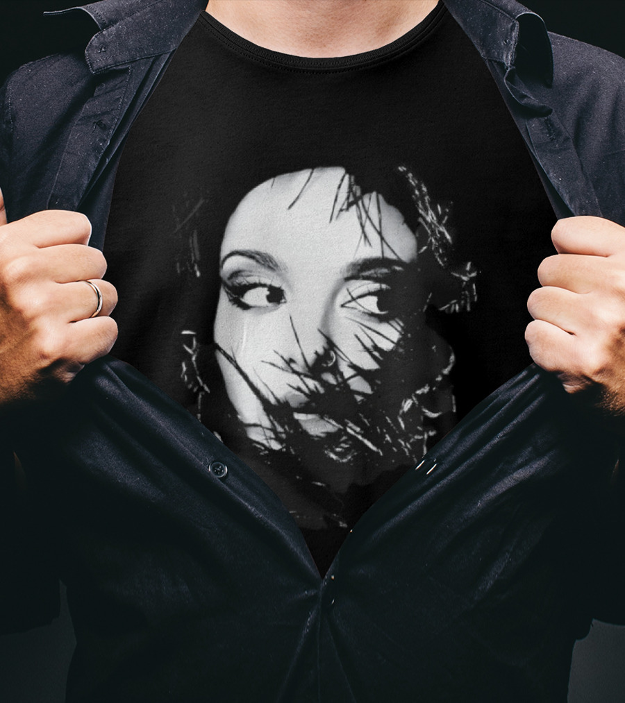 Jade Face Mysterious Gaze Black And White Brushstroke T-Shirt