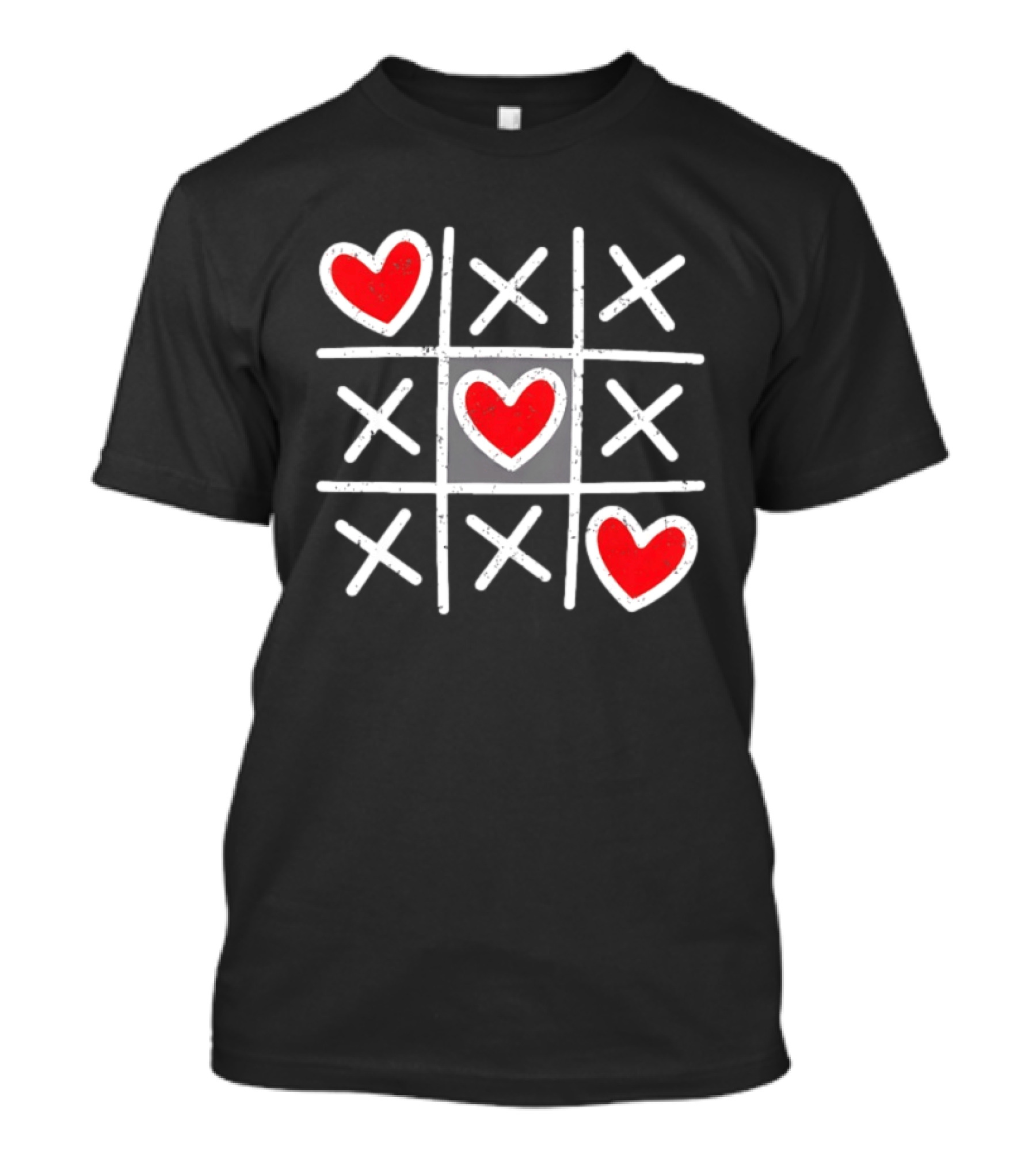 Tic Tac Toe XO Hearts Love Valentine Day Red Heart Crosses T-Shirt