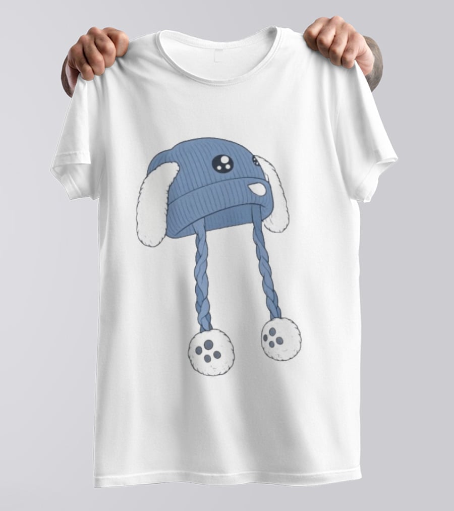 Anti Ice Chinga La Migra Blue Bunny Hat Fluffy Ears Paw Pom Collection T-Shirt