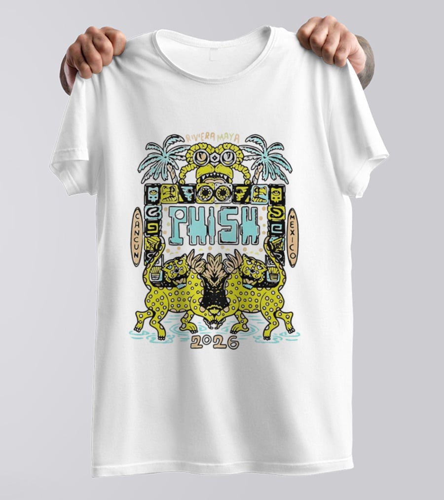 Phish Riviera Maya Cancun Mexico 2026 Jaguars Palms T-Shirt