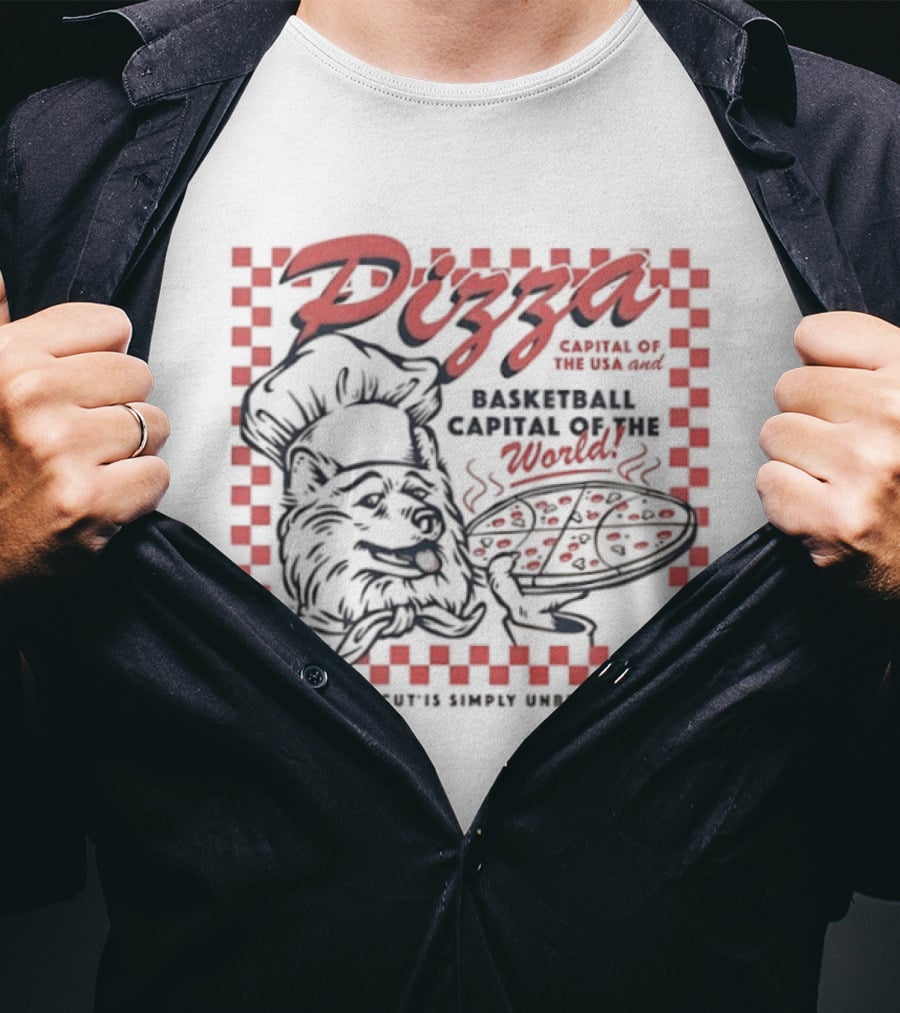 Pizza Capital Of The USA Basketball Capital Of The World Chef's Signature T-Shirt