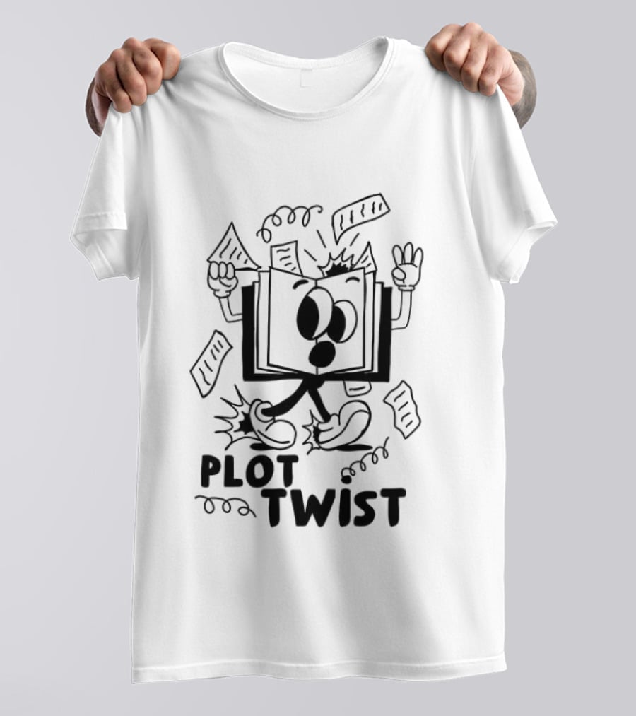 Plot Twist Cartoon Book With Animated Pages And Feet T-Shirt