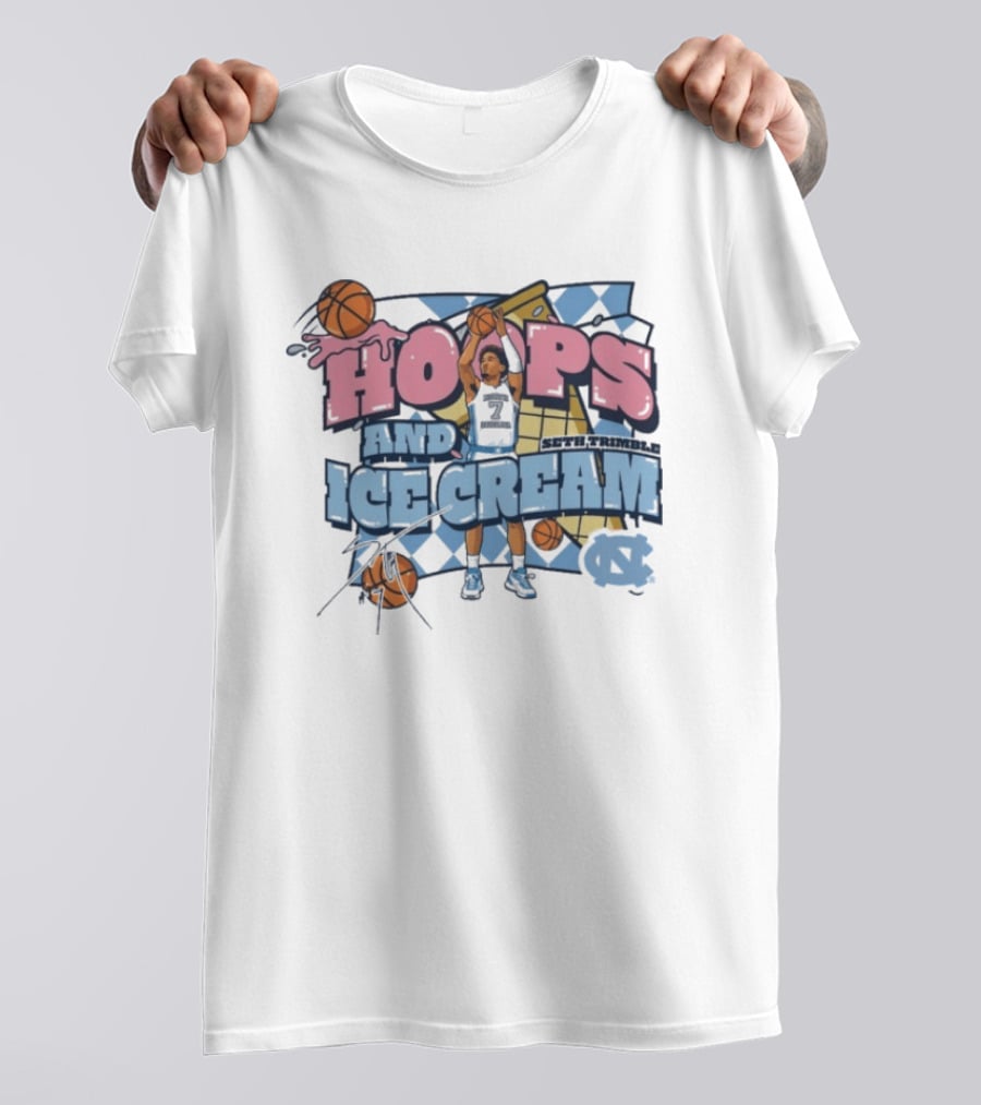 Hoops And Ice Cream UNC North Carolina Tar Heels Basketball Seth Trimble T-Shirt