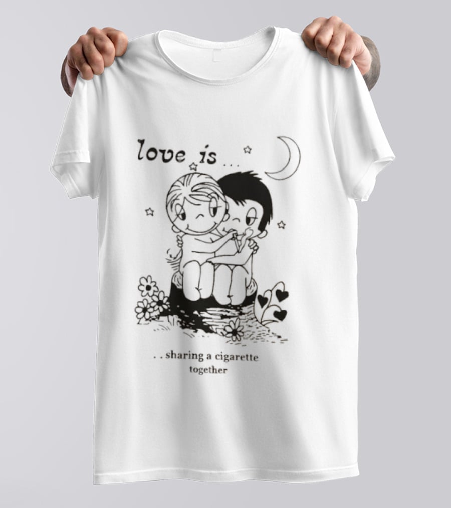 Love Is Sharing A Cigarette Together Moon Stars Kim Grove T-Shirt