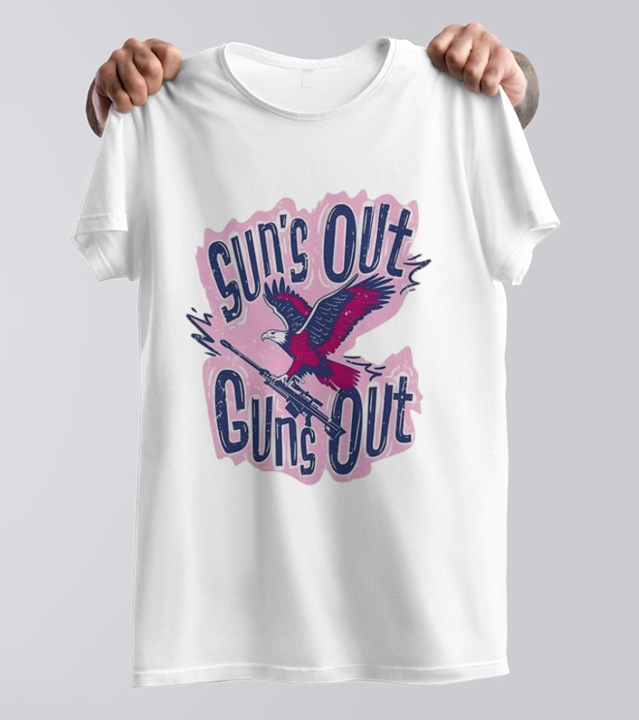 Sun's Out Guns Out Bald Eagle Holding Rifle T-Shirt
