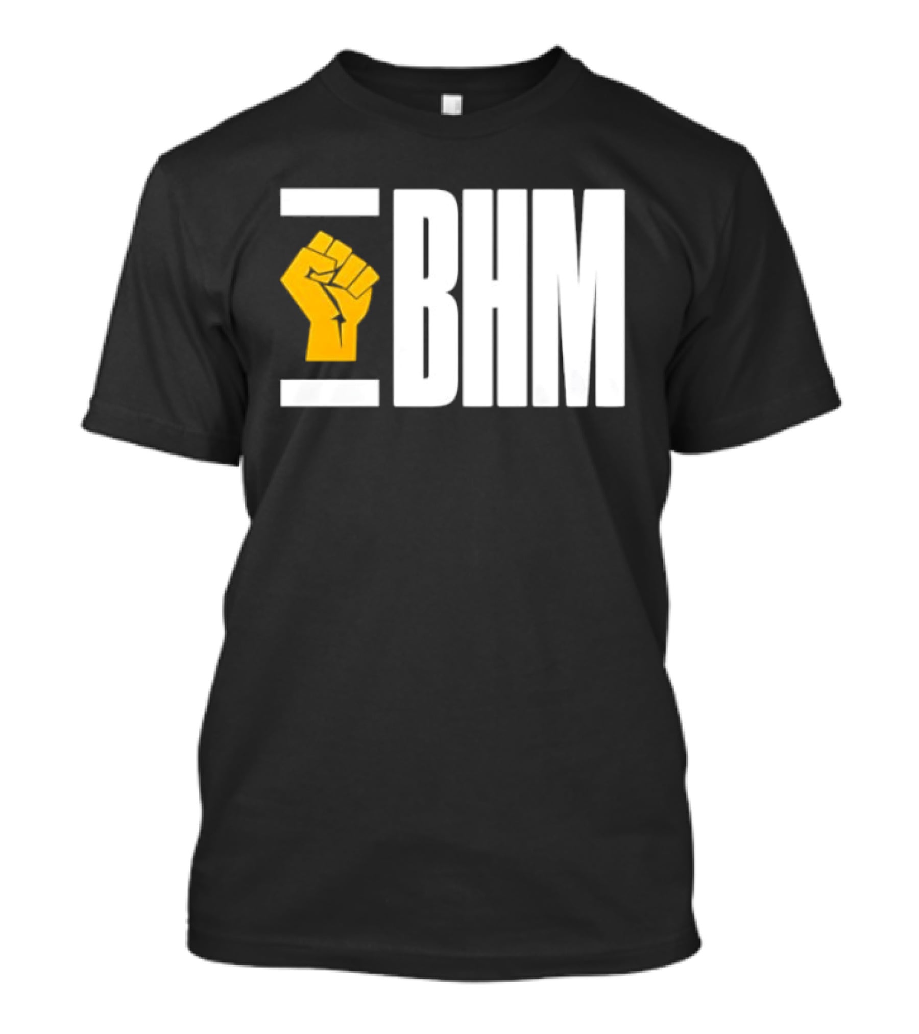 BHM Black History Month Yellow Raised Fist T-Shirt