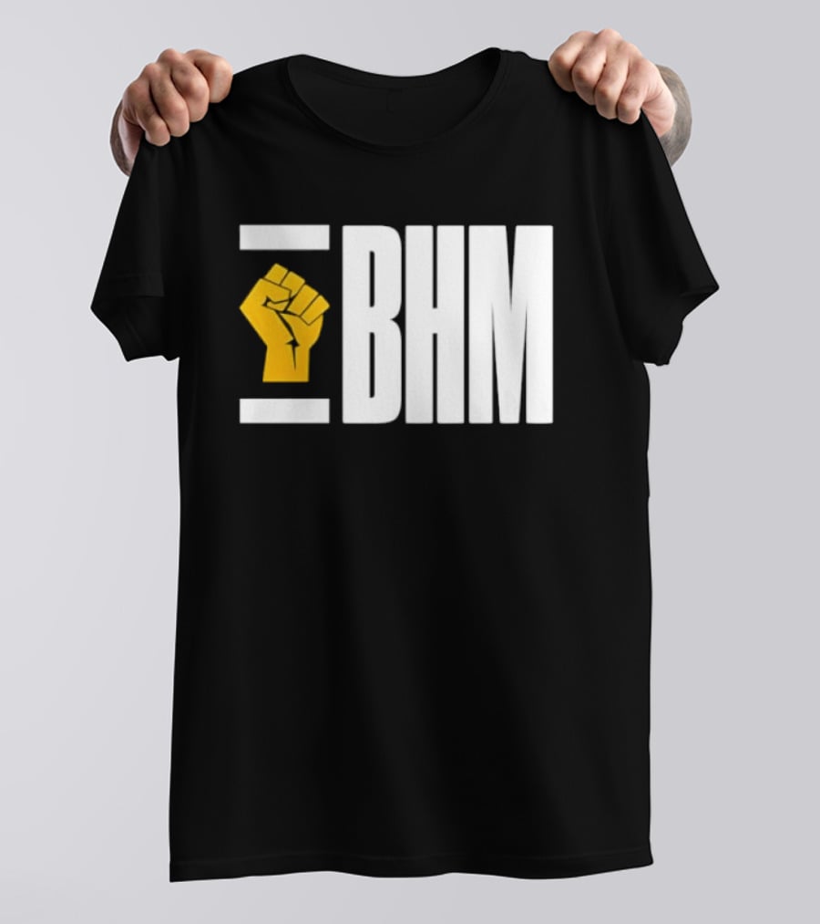 BHM Black History Month Yellow Raised Fist T-Shirt