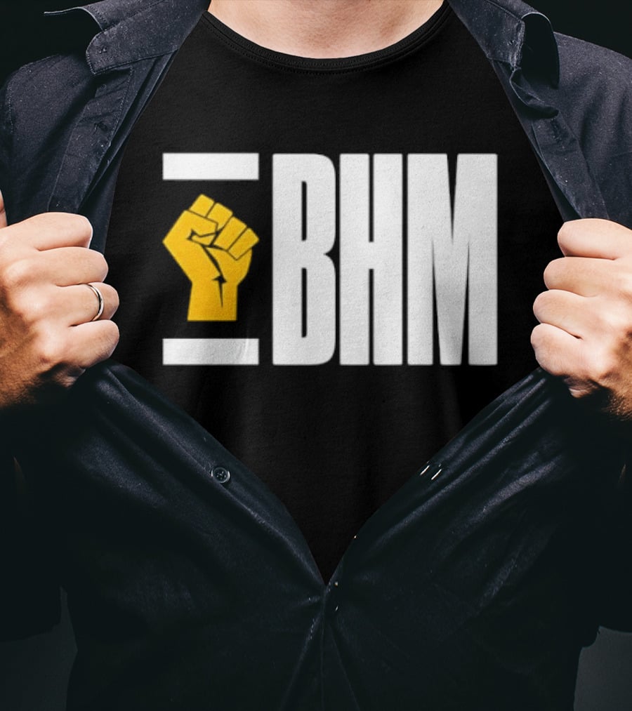 BHM Black History Month Yellow Raised Fist T-Shirt