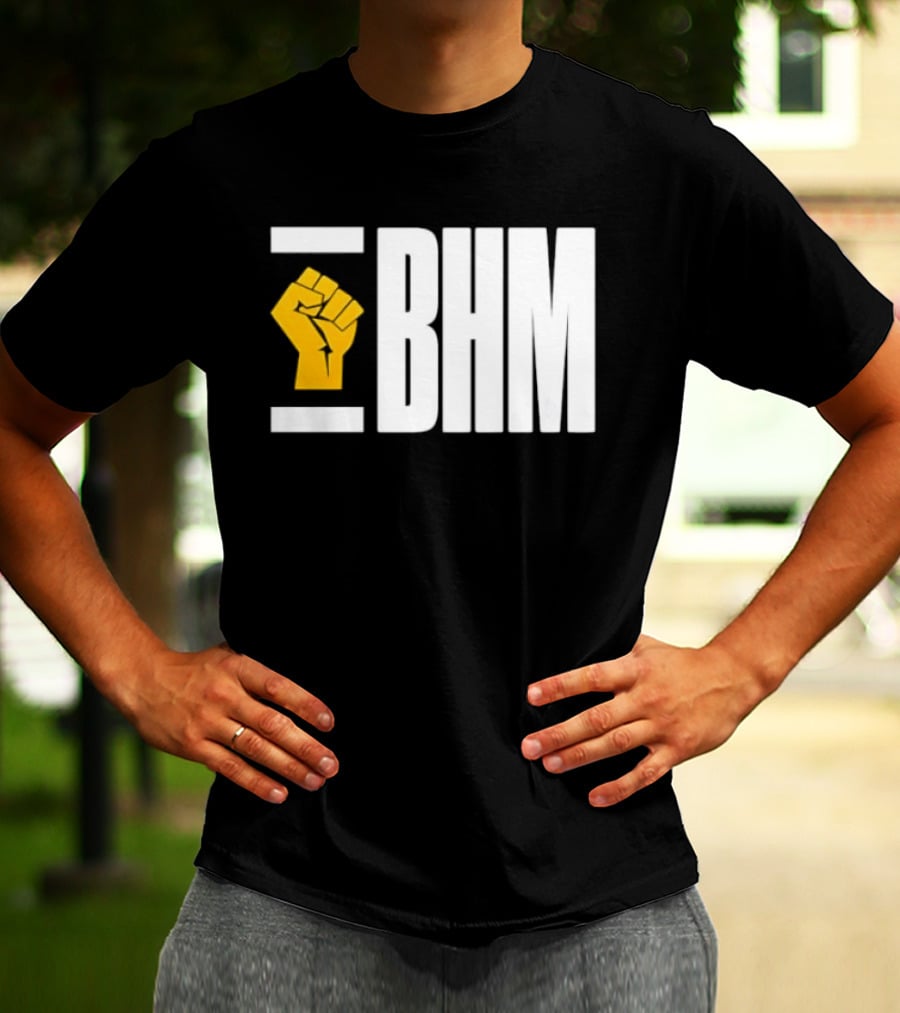 BHM Black History Month Yellow Raised Fist T-Shirt