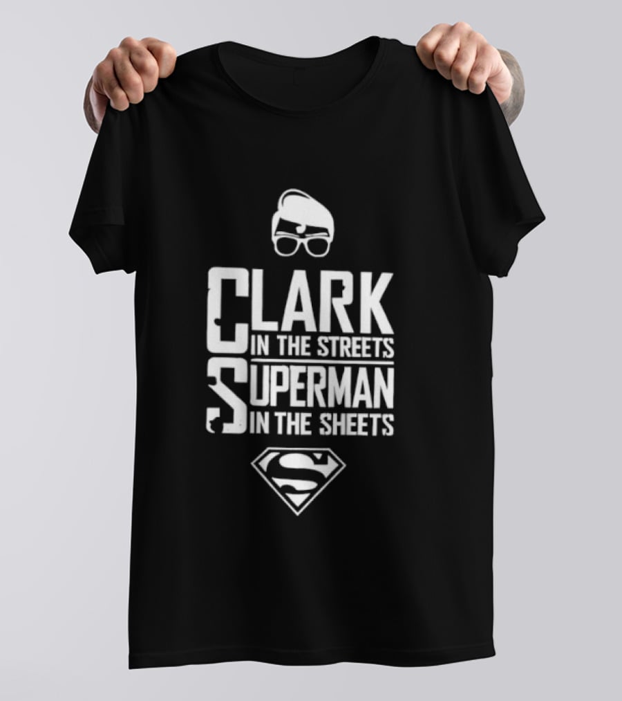 Clark In The Streets Superman In The Sheets S Logo Glasses T-Shirt