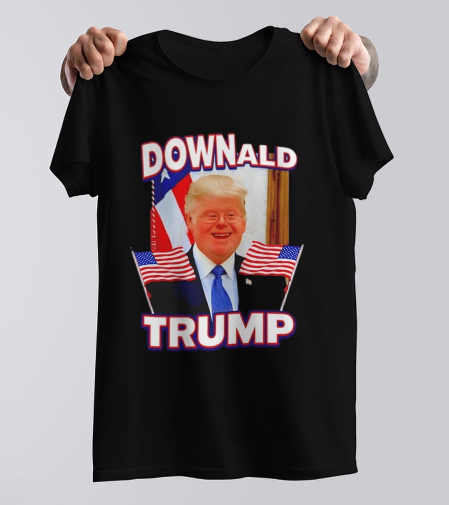 Downald Trump American Flag Parody With Patriotic Backdrop T-Shirt
