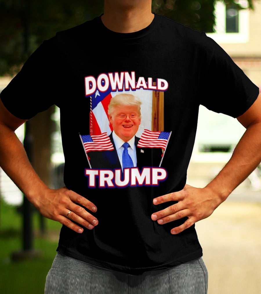 Downald Trump American Flag Parody With Patriotic Backdrop T-Shirt