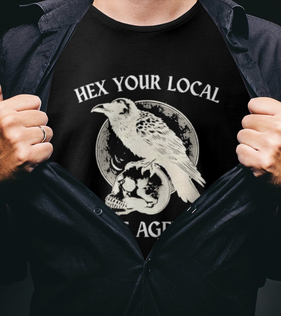 Hex Your Local Ice Agent Raven Skull T-Shirt