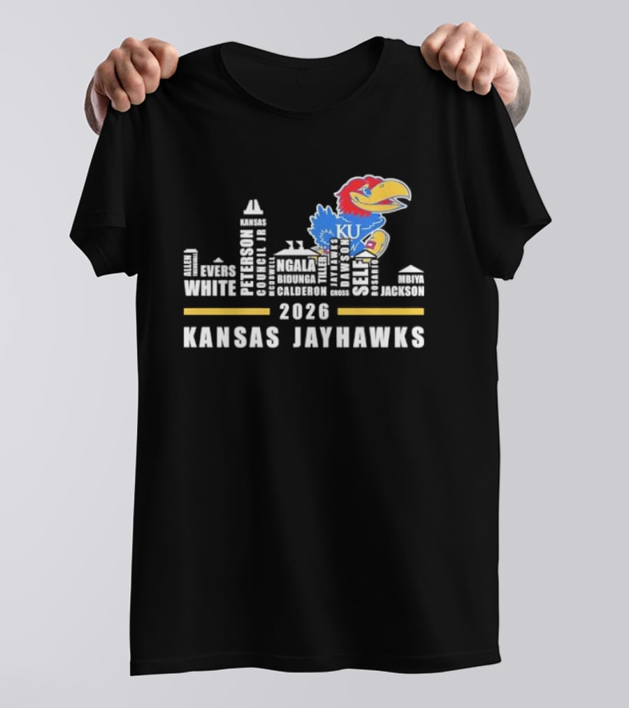 Kansas Jayhawks 2026 Skyline City KU Basketball Team T-Shirt
